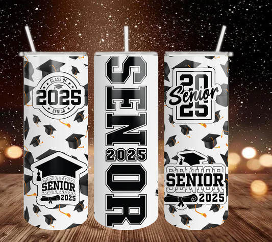 Class of 2025 White Mug - 20 oz Tumbler with Straw